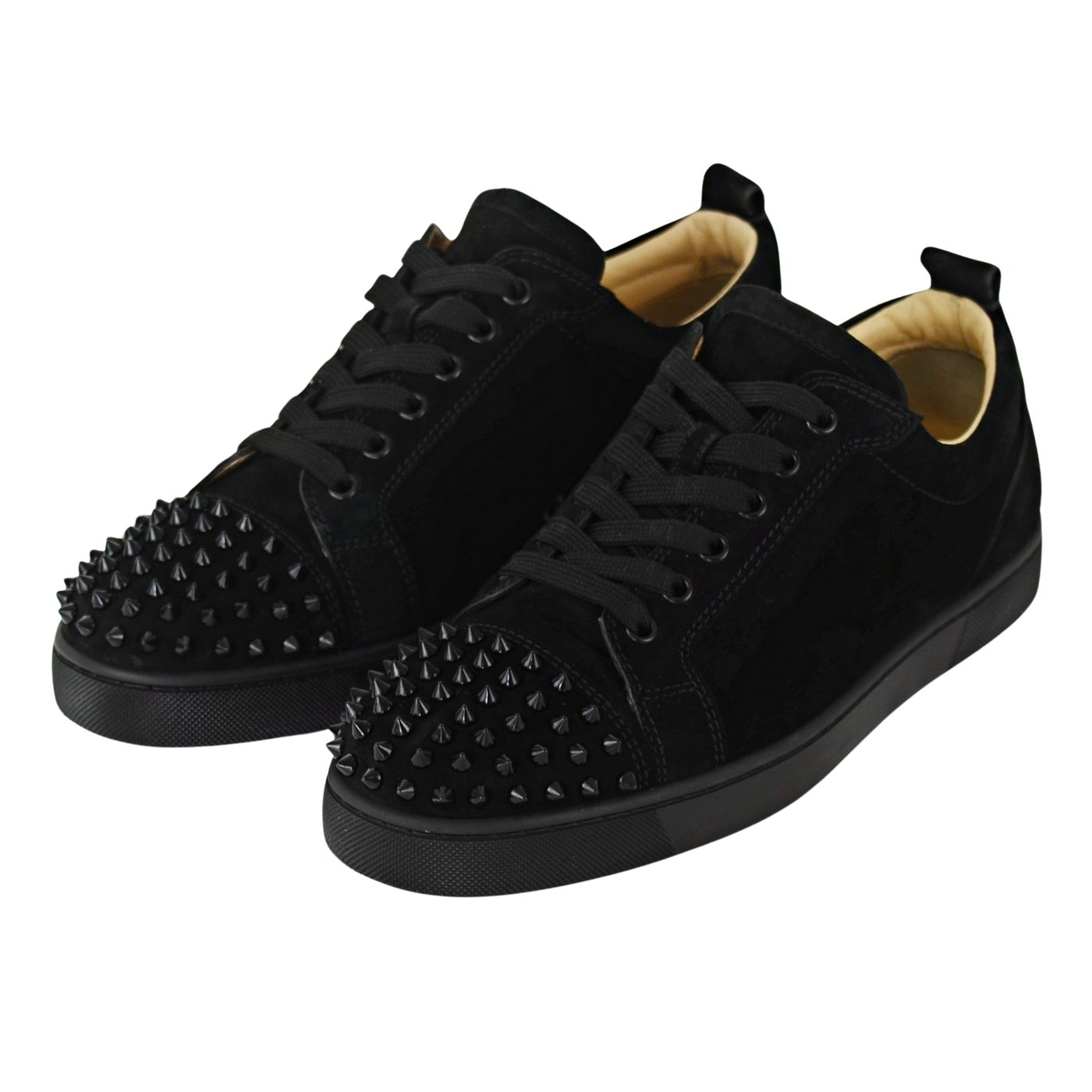 CHRISTIAN LOUBOUTIN LOUIS JUNIOR SPIKE | BLACK SUEDE | SIZE 7