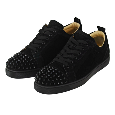 CHRISTIAN LOUBOUTIN LOUIS JUNIOR SPIKE | BLACK SUEDE | SIZE 7