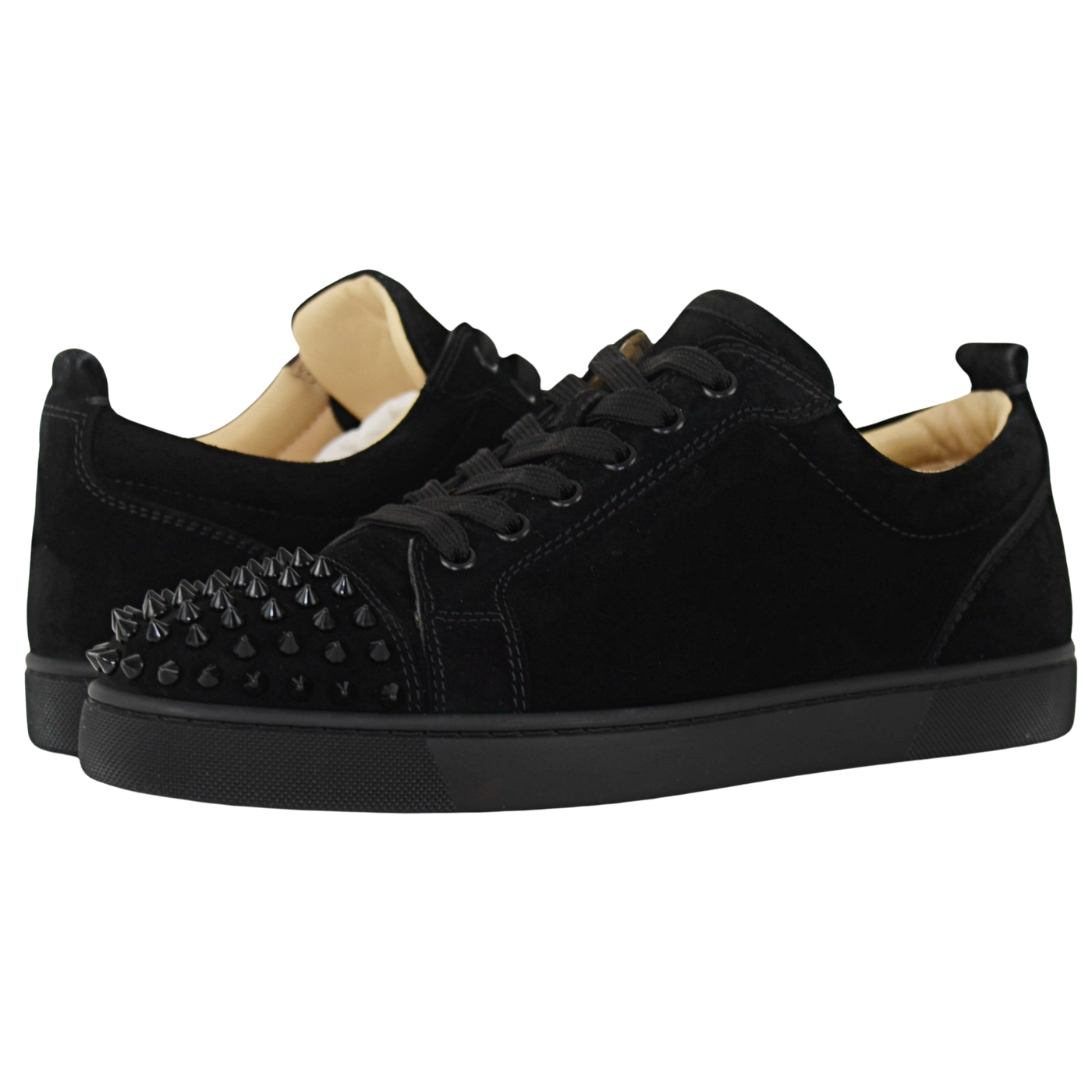 CHRISTIAN LOUBOUTIN LOUIS JUNIOR SPIKE | BLACK SUEDE | SIZE 7