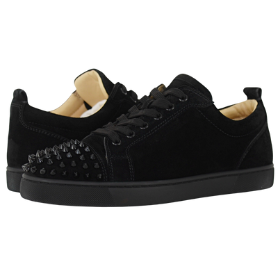 CHRISTIAN LOUBOUTIN LOUIS JUNIOR SPIKE | BLACK SUEDE | SIZE 7