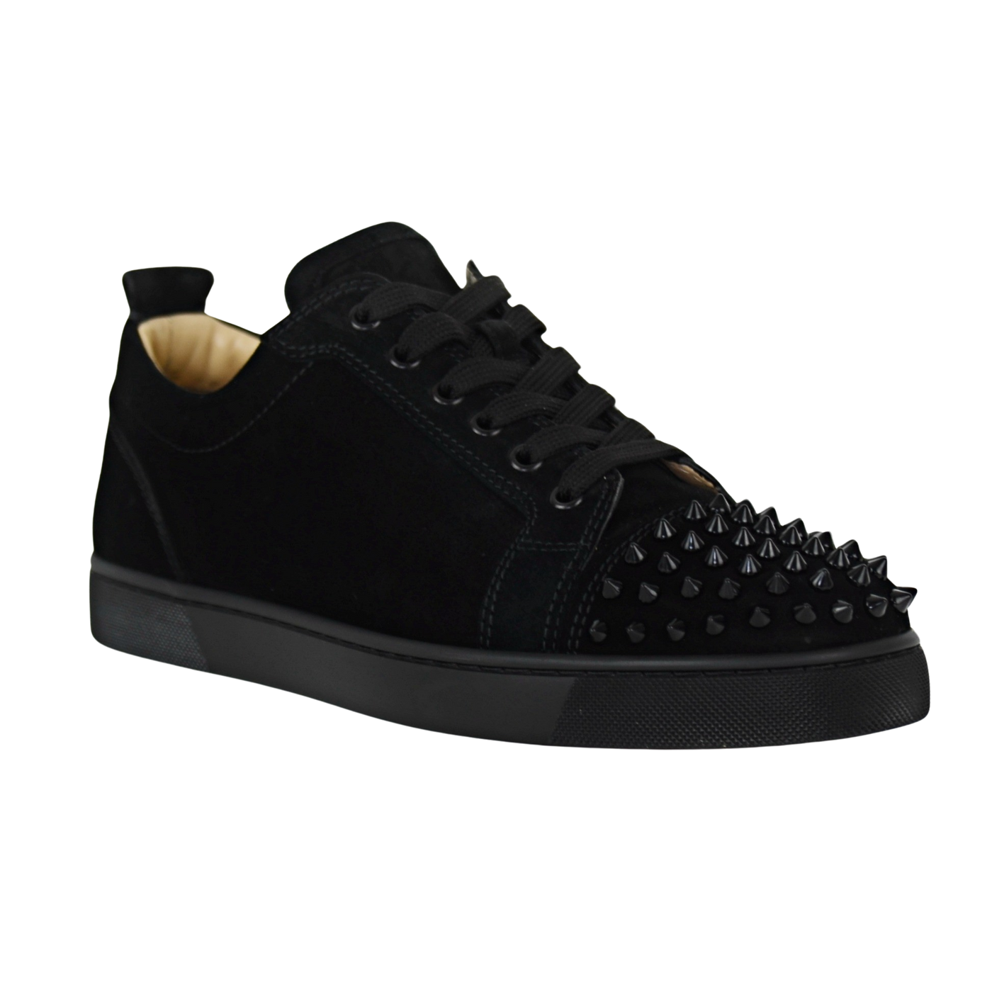 CHRISTIAN LOUBOUTIN LOUIS JUNIOR SPIKE | BLACK SUEDE | SIZE 7