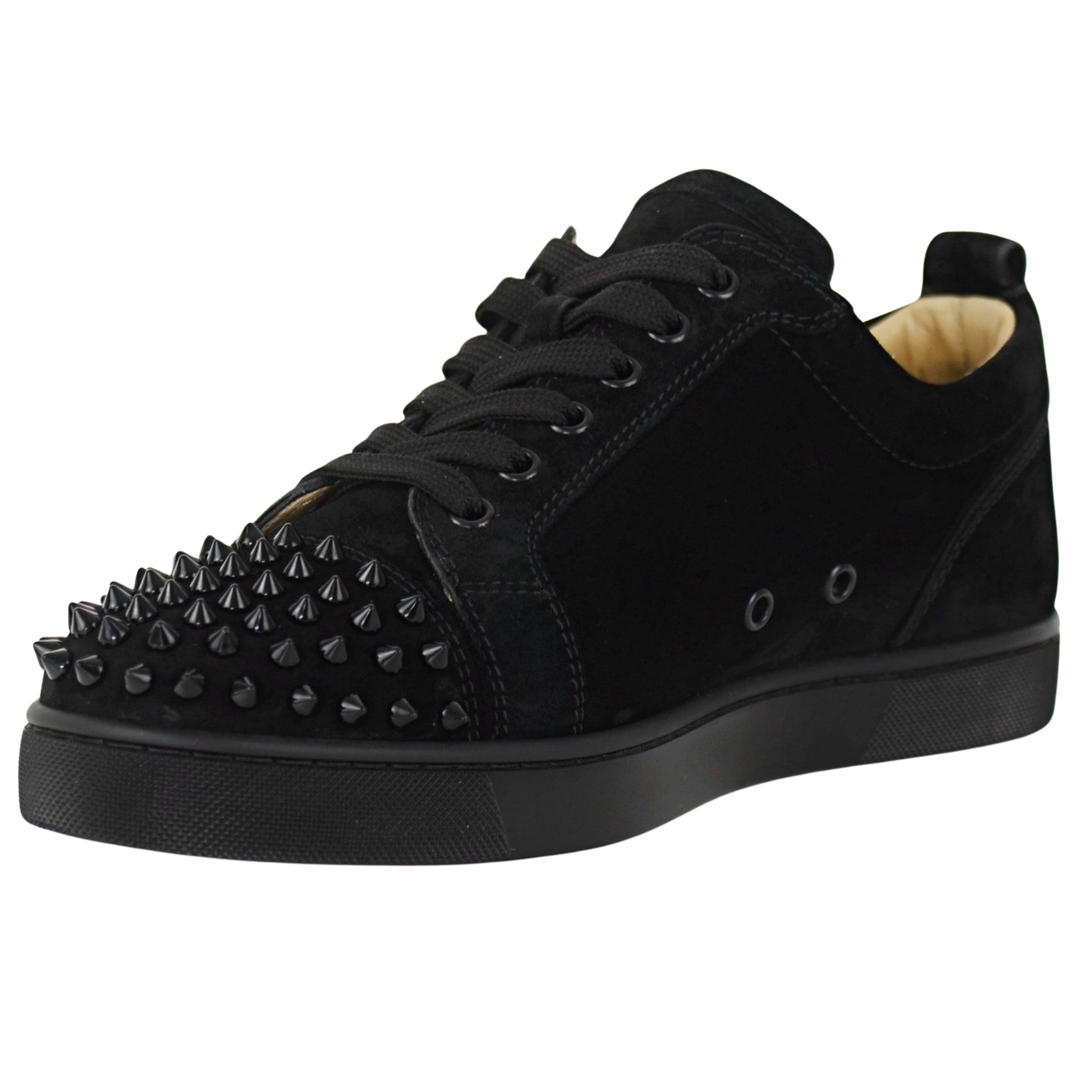 CHRISTIAN LOUBOUTIN LOUIS JUNIOR SPIKE | BLACK SUEDE | SIZE 7