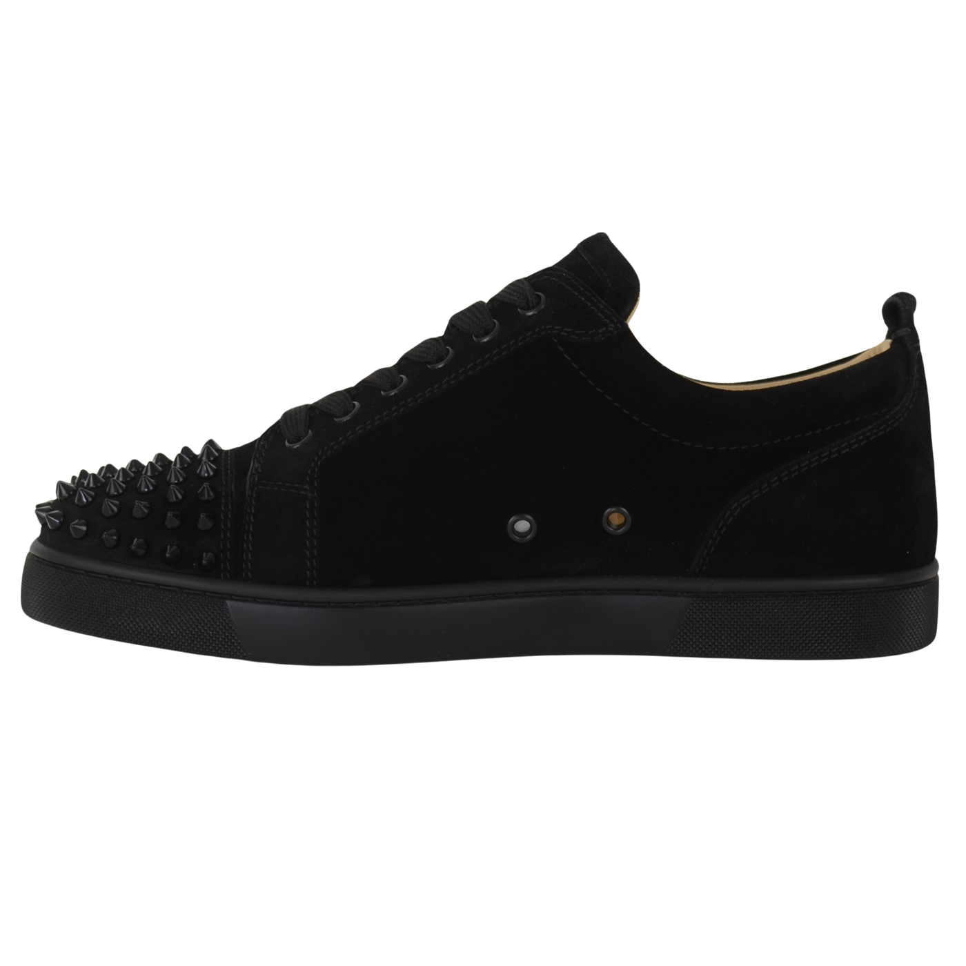 CHRISTIAN LOUBOUTIN LOUIS JUNIOR SPIKE | BLACK SUEDE | SIZE 7