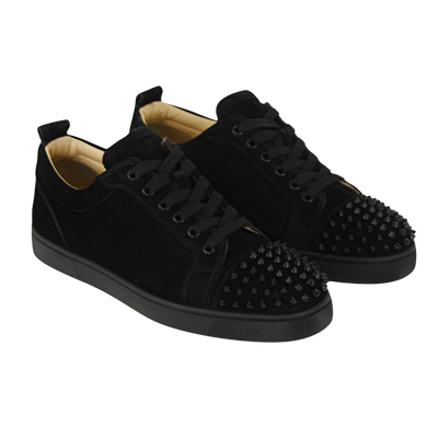 CHRISTIAN LOUBOUTIN LOUIS JUNIOR SPIKE | BLACK SUEDE | SIZE 7