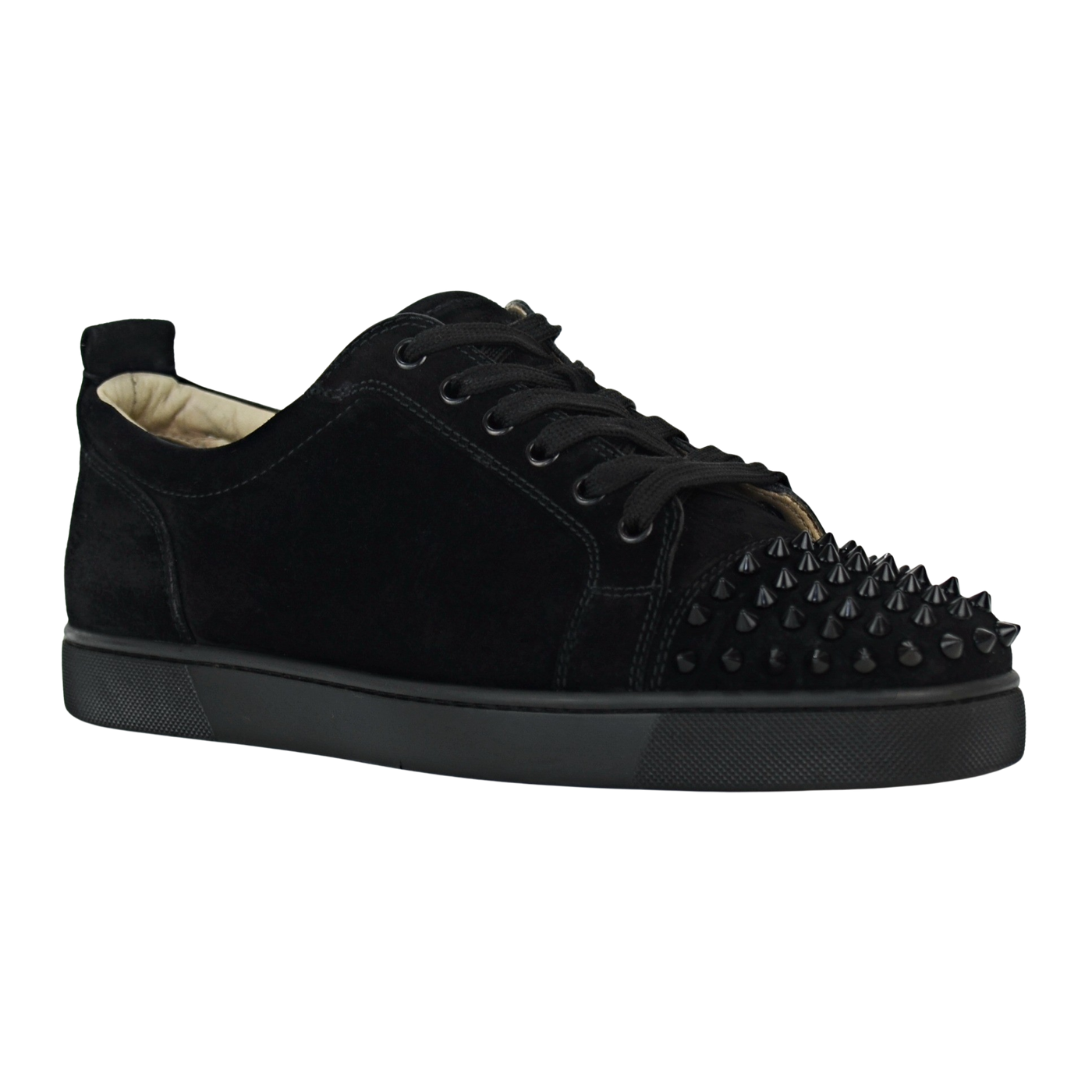 CHRISTIAN LOUBOUTIN LOUIS JUNIOR SPIKE | BLACK SUEDE | SIZE 9