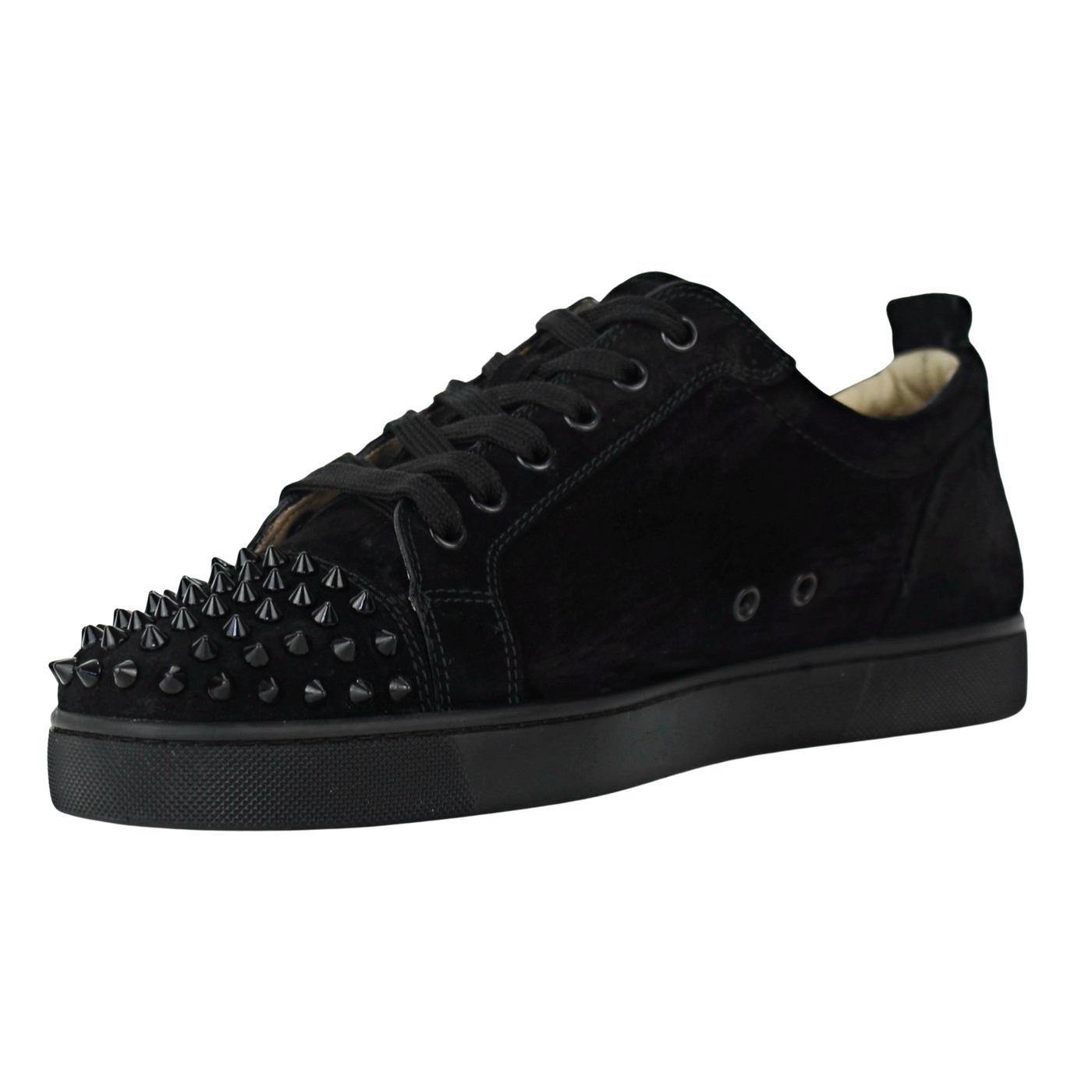 CHRISTIAN LOUBOUTIN LOUIS JUNIOR SPIKE | BLACK SUEDE | SIZE 9