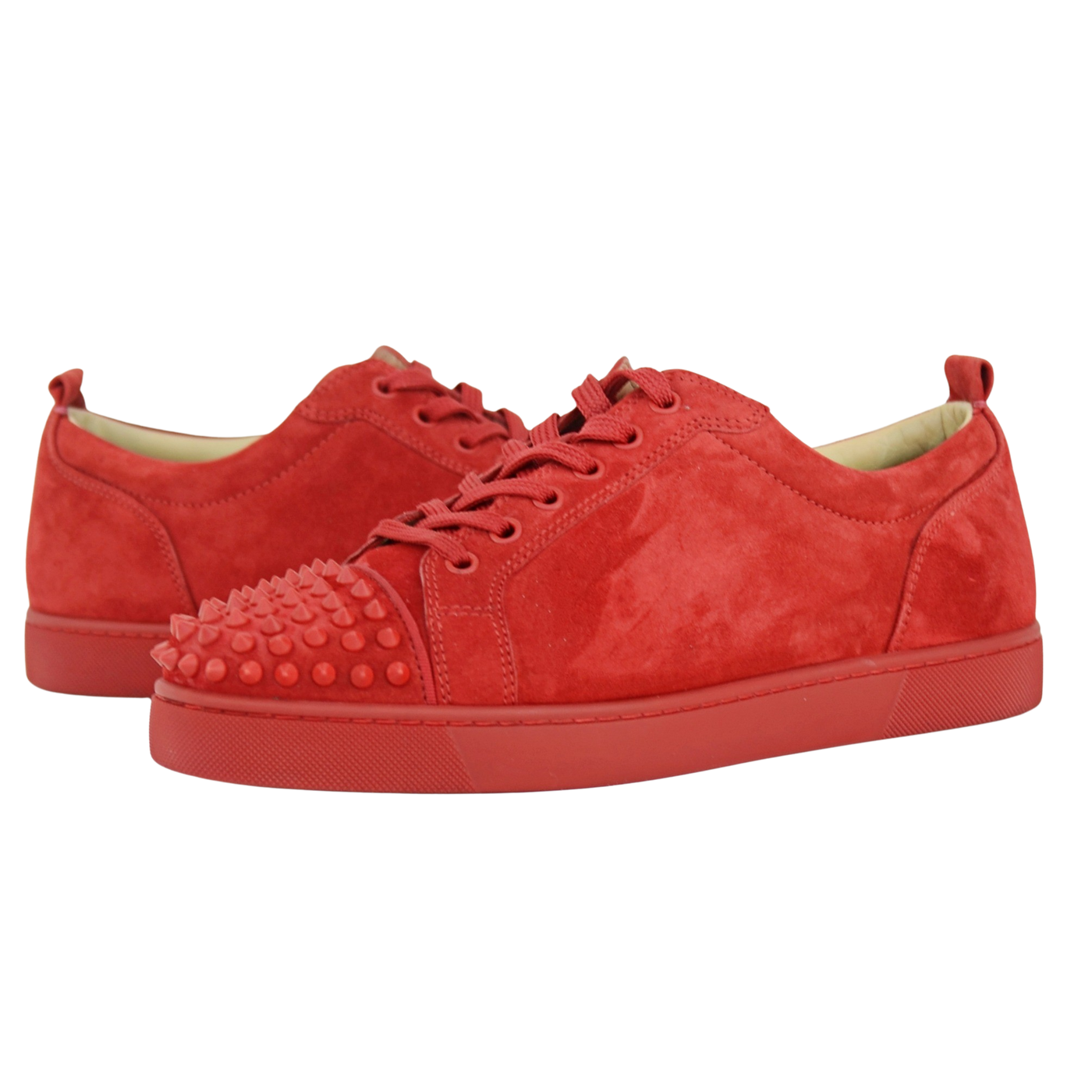 CHRISTIAN LOUBOUTIN LOUIS JUNIOR SPIKE | RED SUEDE | SIZE 8