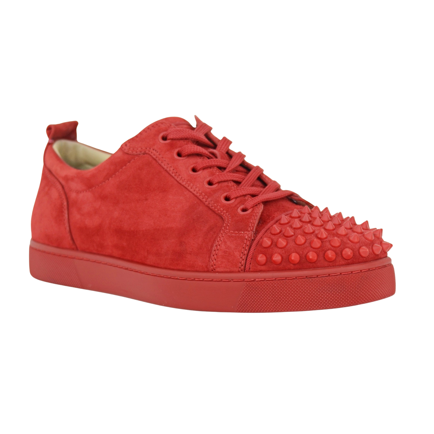 CHRISTIAN LOUBOUTIN LOUIS JUNIOR SPIKE | RED SUEDE | SIZE 8