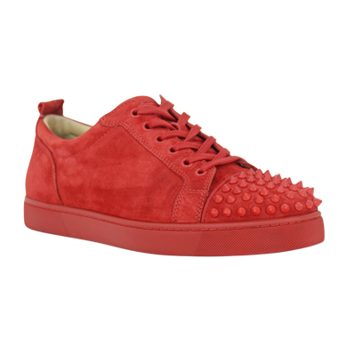 CHRISTIAN LOUBOUTIN LOUIS JUNIOR SPIKE | RED SUEDE | SIZE 8