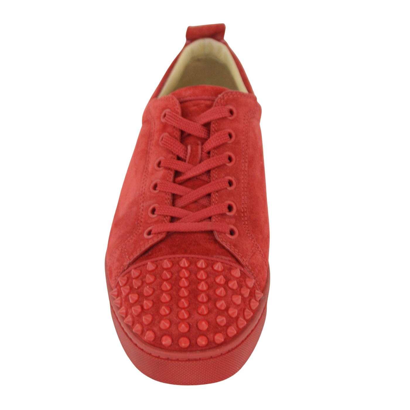 CHRISTIAN LOUBOUTIN LOUIS JUNIOR SPIKE | RED SUEDE | SIZE 8