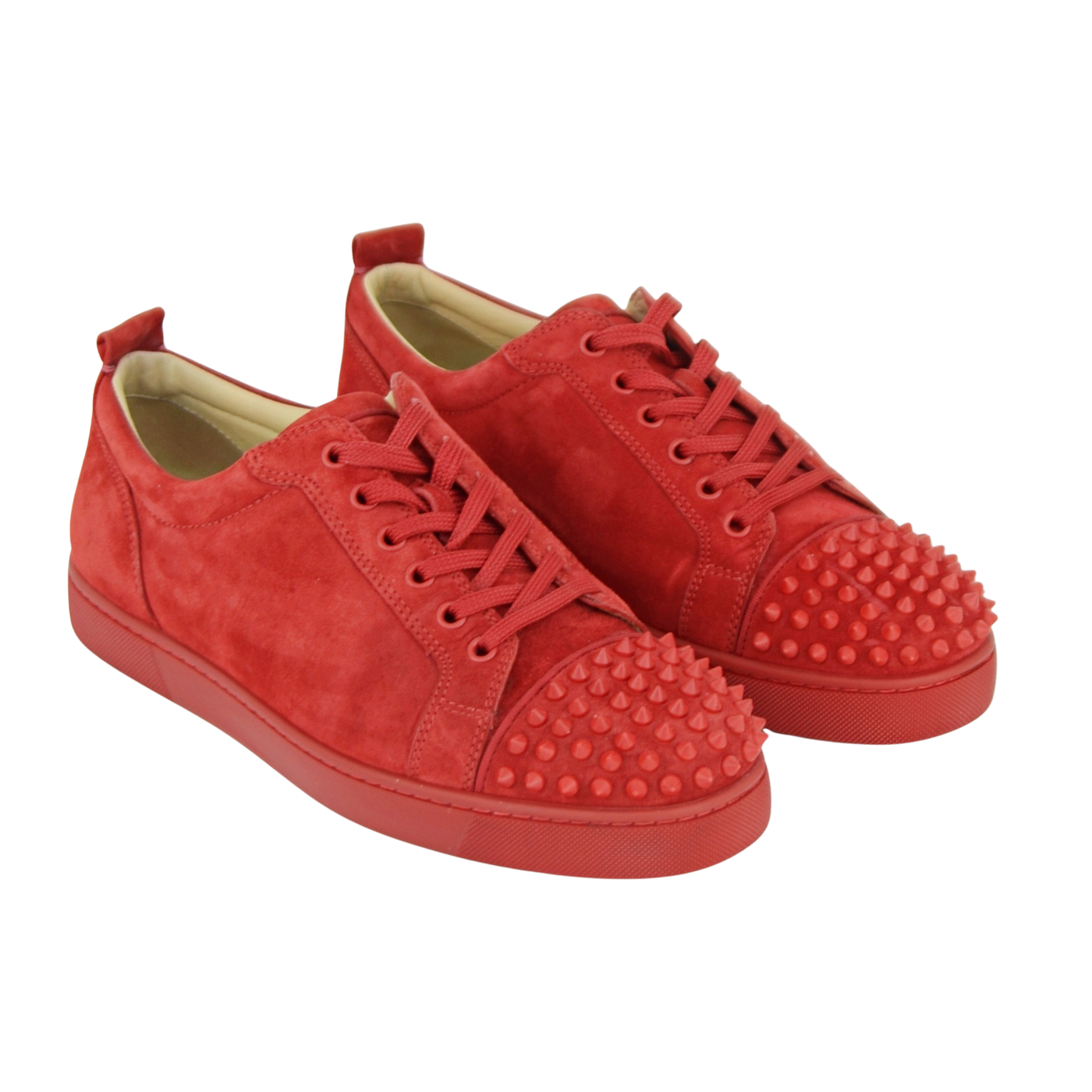 CHRISTIAN LOUBOUTIN LOUIS JUNIOR SPIKE | RED SUEDE | SIZE 8