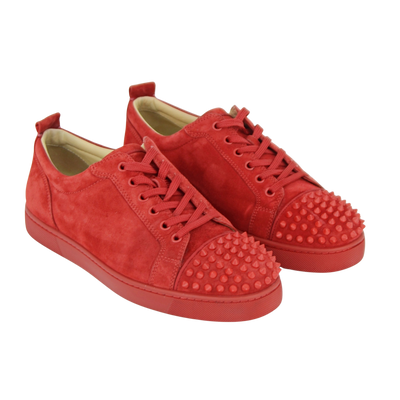 CHRISTIAN LOUBOUTIN LOUIS JUNIOR SPIKE | RED SUEDE | SIZE 8