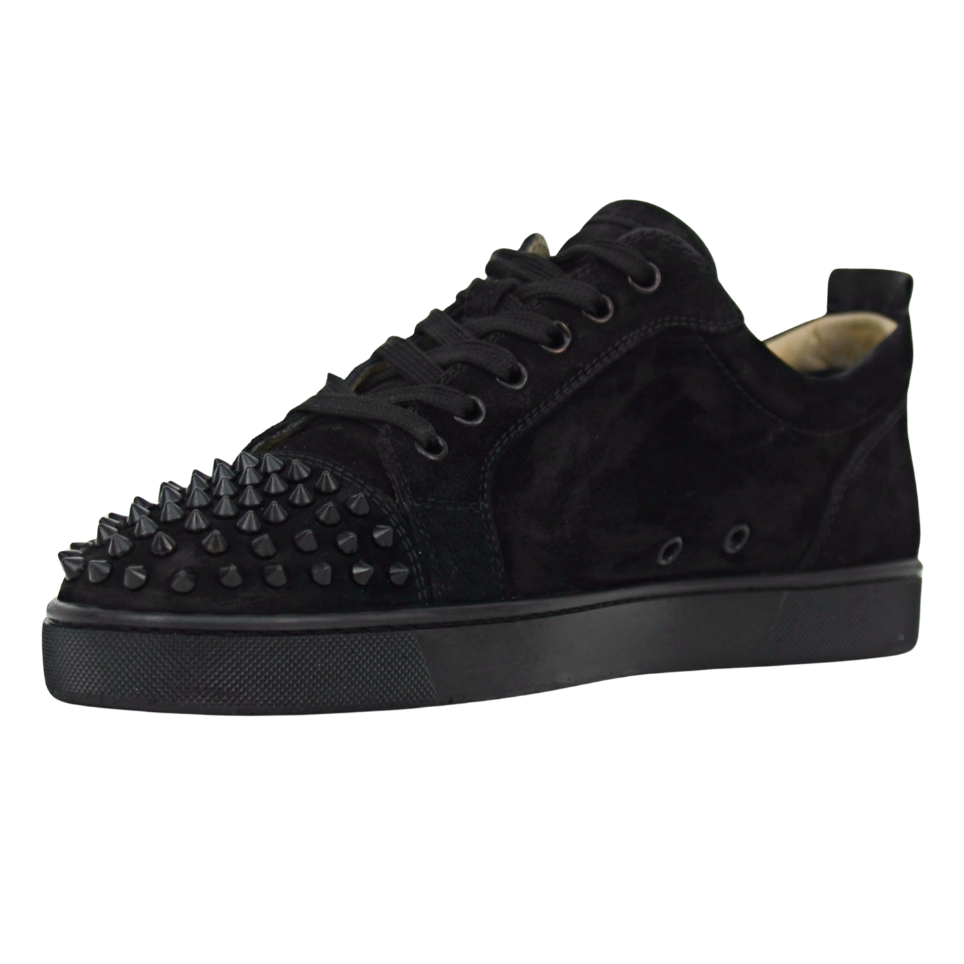 CHRISTIAN LOUBOUTIN LOUIS JUNIOR SPIKE | BLACK SUEDE | SIZE 9