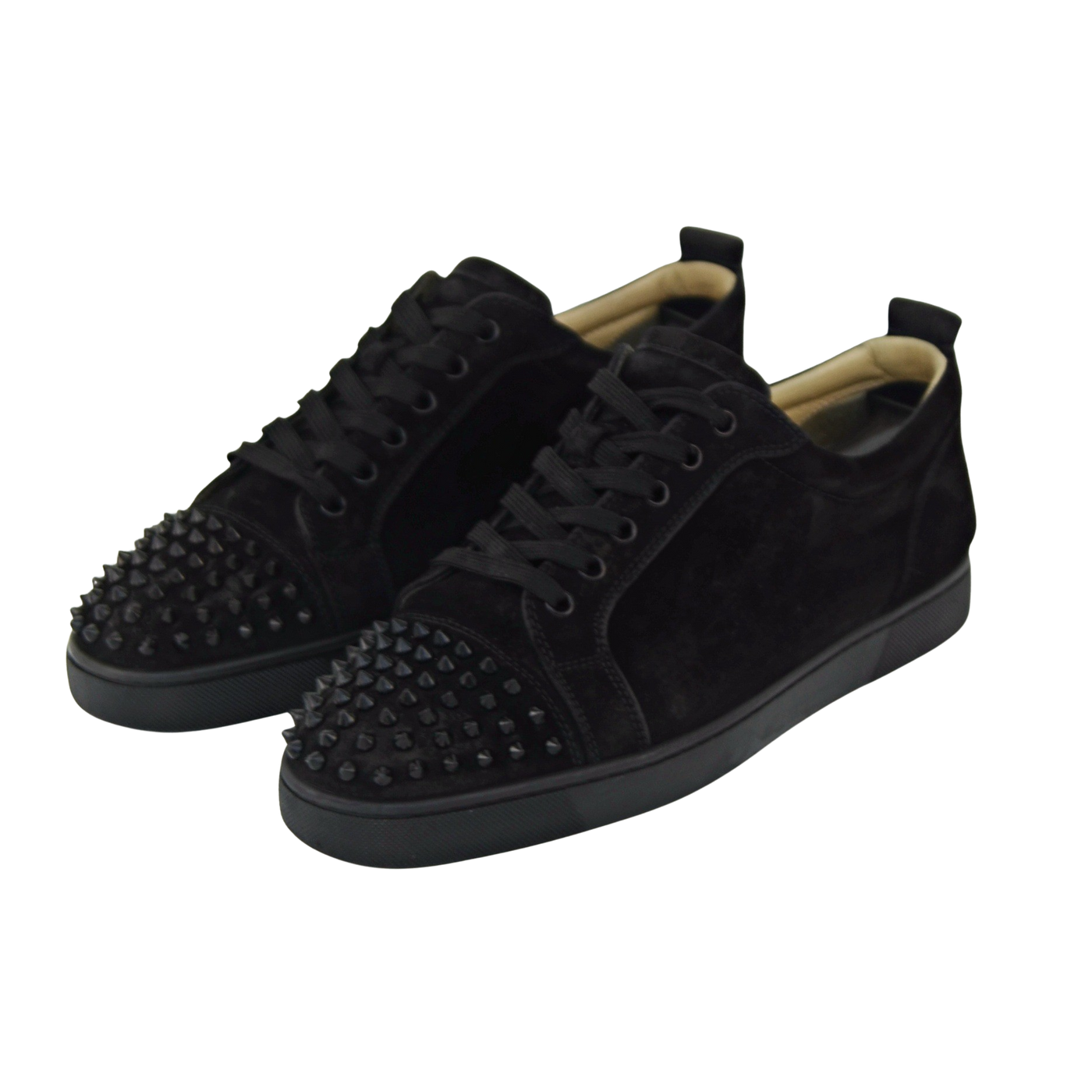 CHRISTIAN LOUBOUTIN LOUIS JUNIOR SPIKE | BLACK SUEDE | SIZE 9