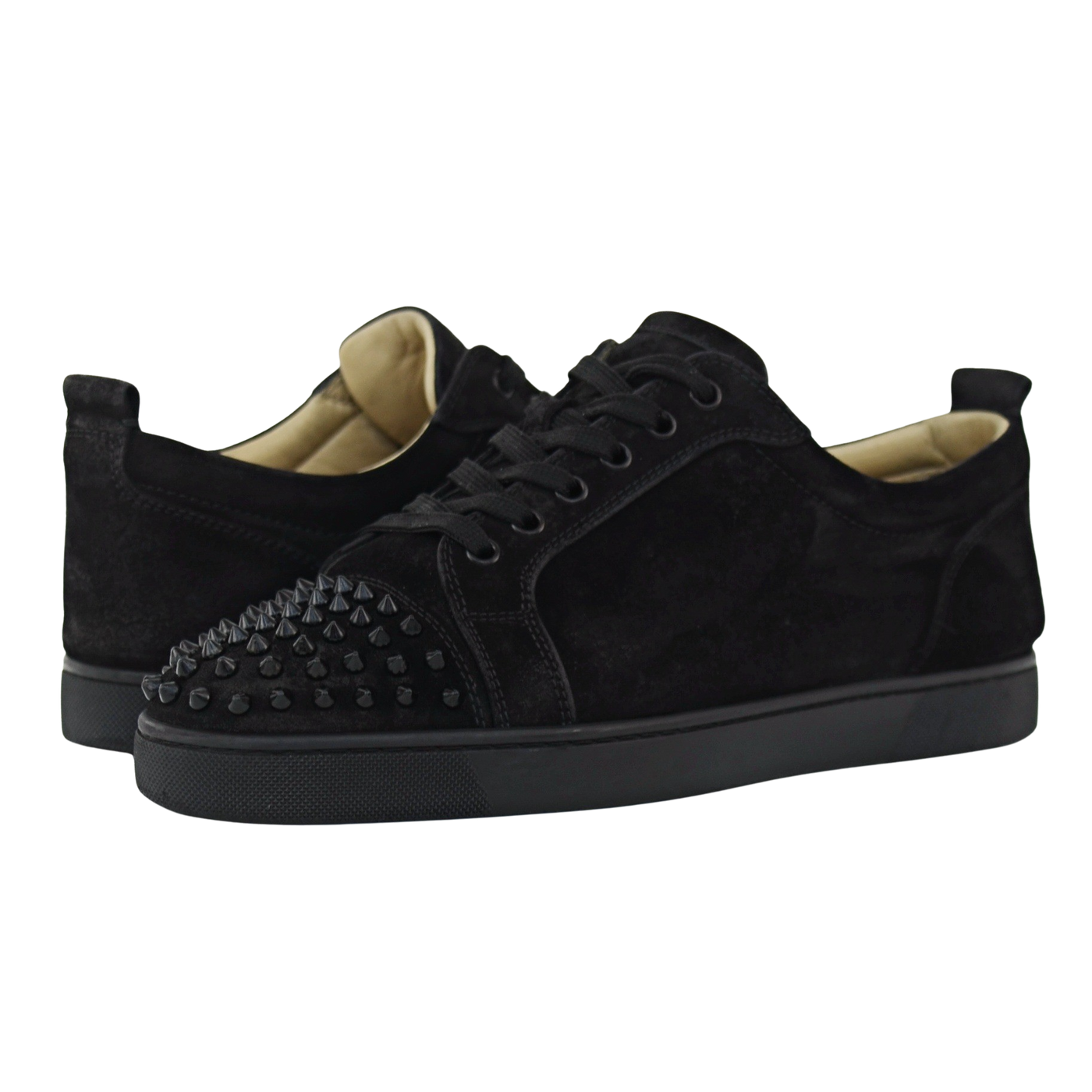 CHRISTIAN LOUBOUTIN LOUIS JUNIOR SPIKE | BLACK SUEDE | SIZE 9