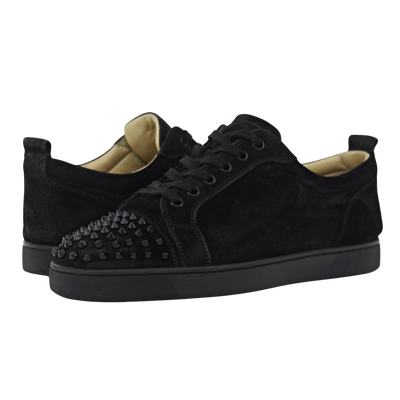 CHRISTIAN LOUBOUTIN LOUIS JUNIOR SPIKE | BLACK SUEDE | SIZE 9