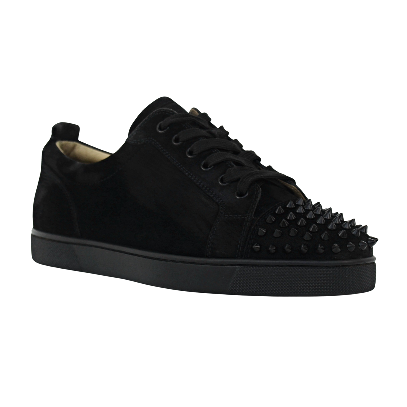 CHRISTIAN LOUBOUTIN LOUIS JUNIOR SPIKE | BLACK SUEDE | SIZE 9