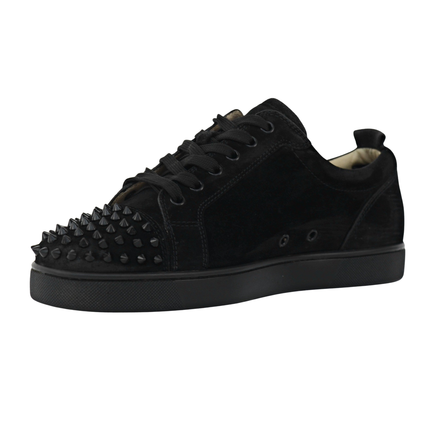 CHRISTIAN LOUBOUTIN LOUIS JUNIOR SPIKE | BLACK SUEDE | SIZE 9