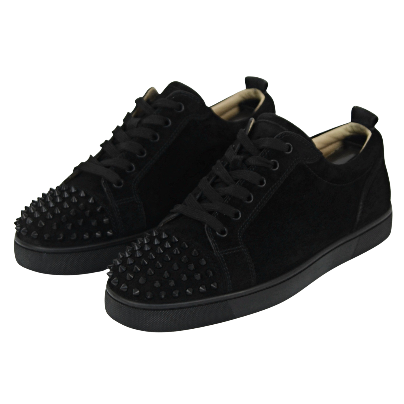 CHRISTIAN LOUBOUTIN LOUIS JUNIOR SPIKE | BLACK SUEDE | SIZE 7.5