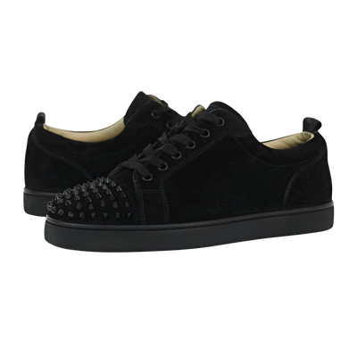 CHRISTIAN LOUBOUTIN LOUIS JUNIOR SPIKE | BLACK SUEDE | SIZE 7.5