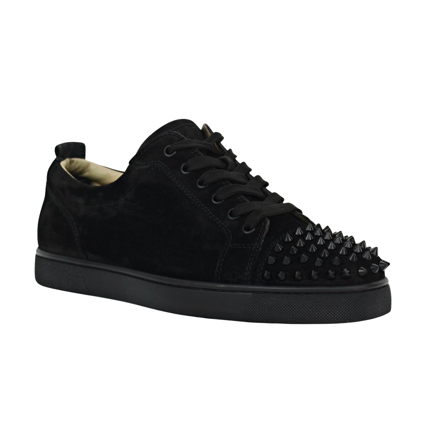 CHRISTIAN LOUBOUTIN LOUIS JUNIOR SPIKE | BLACK SUEDE | SIZE 7.5