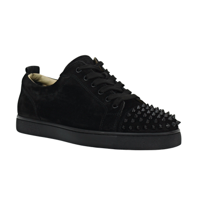 CHRISTIAN LOUBOUTIN LOUIS JUNIOR SPIKE | BLACK SUEDE | SIZE 7.5