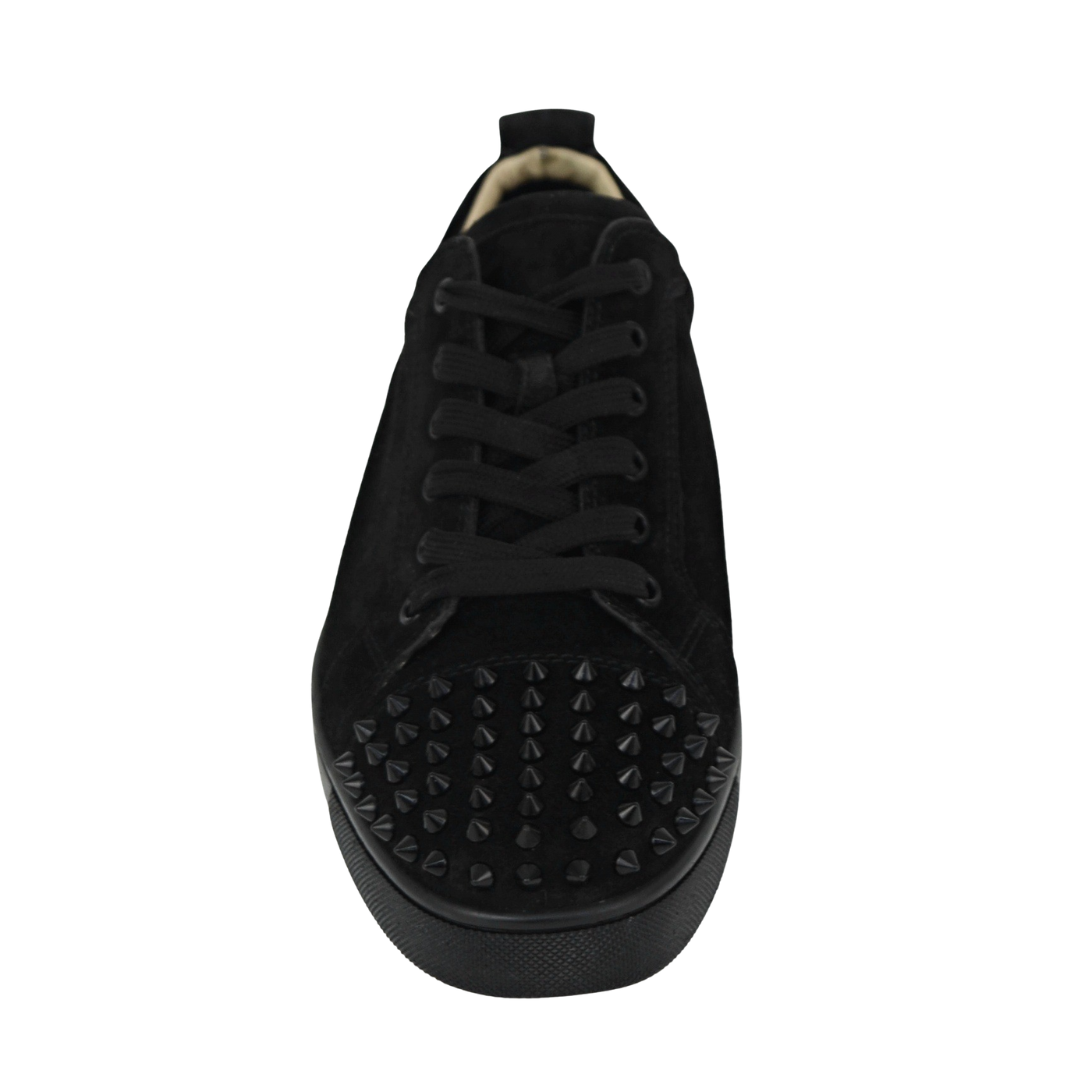 CHRISTIAN LOUBOUTIN LOUIS JUNIOR SPIKE | BLACK SUEDE | SIZE 7.5