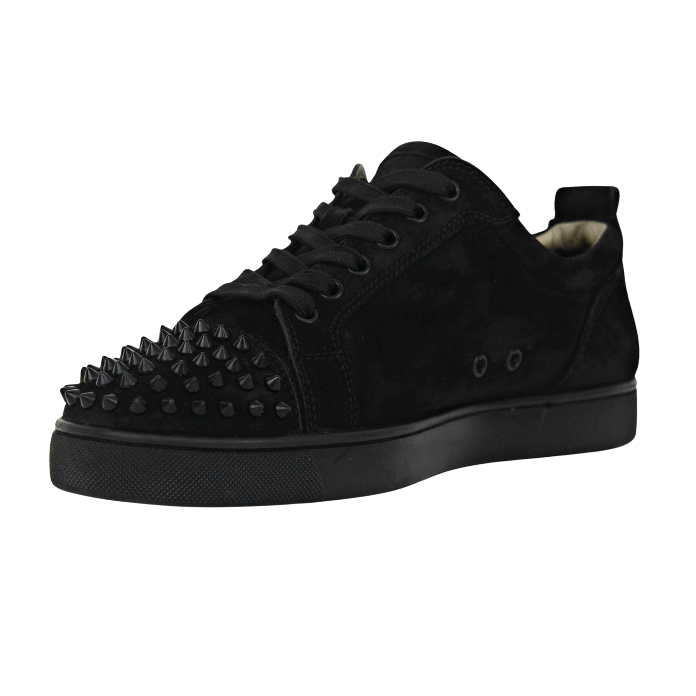 CHRISTIAN LOUBOUTIN LOUIS JUNIOR SPIKE | BLACK SUEDE | SIZE 7.5