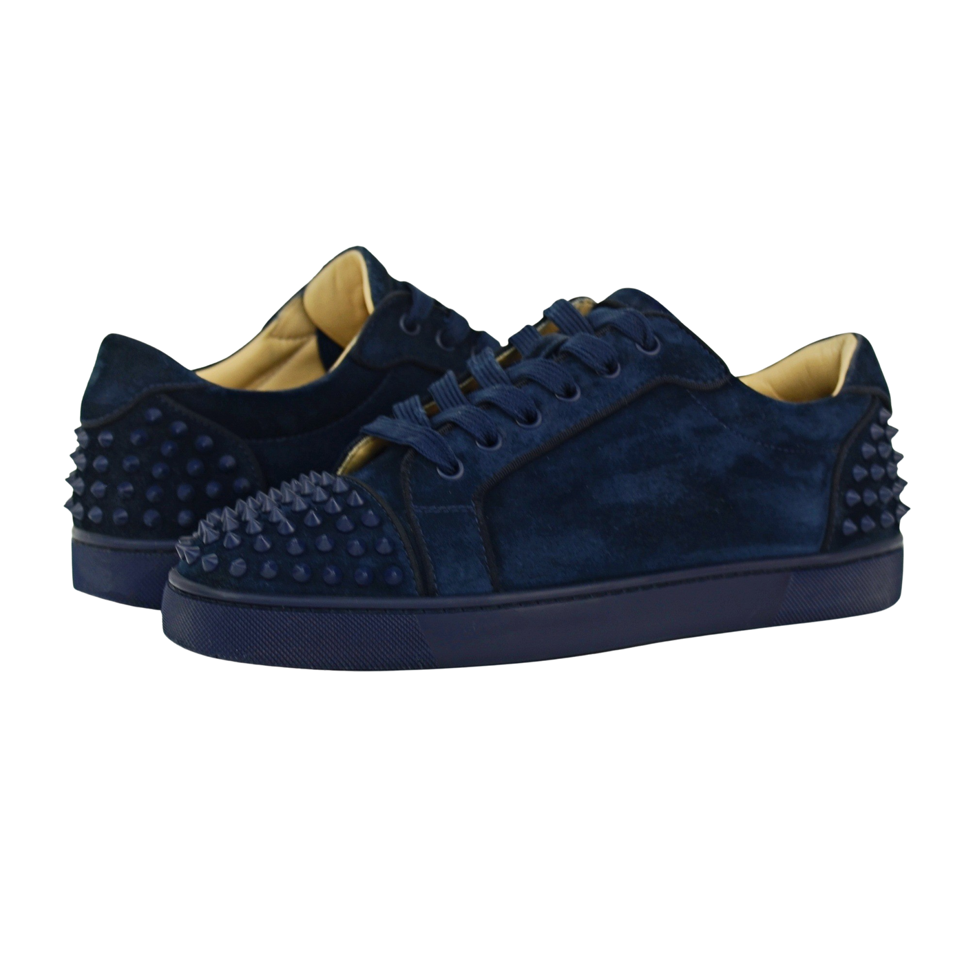 CHRISTIAN LOUBOUTIN LOUIS JUNIOR SPIKE | NAVY SUEDE | SIZE 8