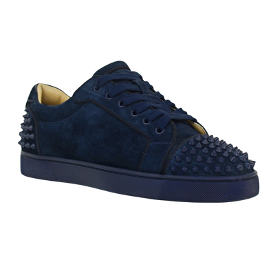 CHRISTIAN LOUBOUTIN LOUIS JUNIOR SPIKE | NAVY SUEDE | SIZE 8