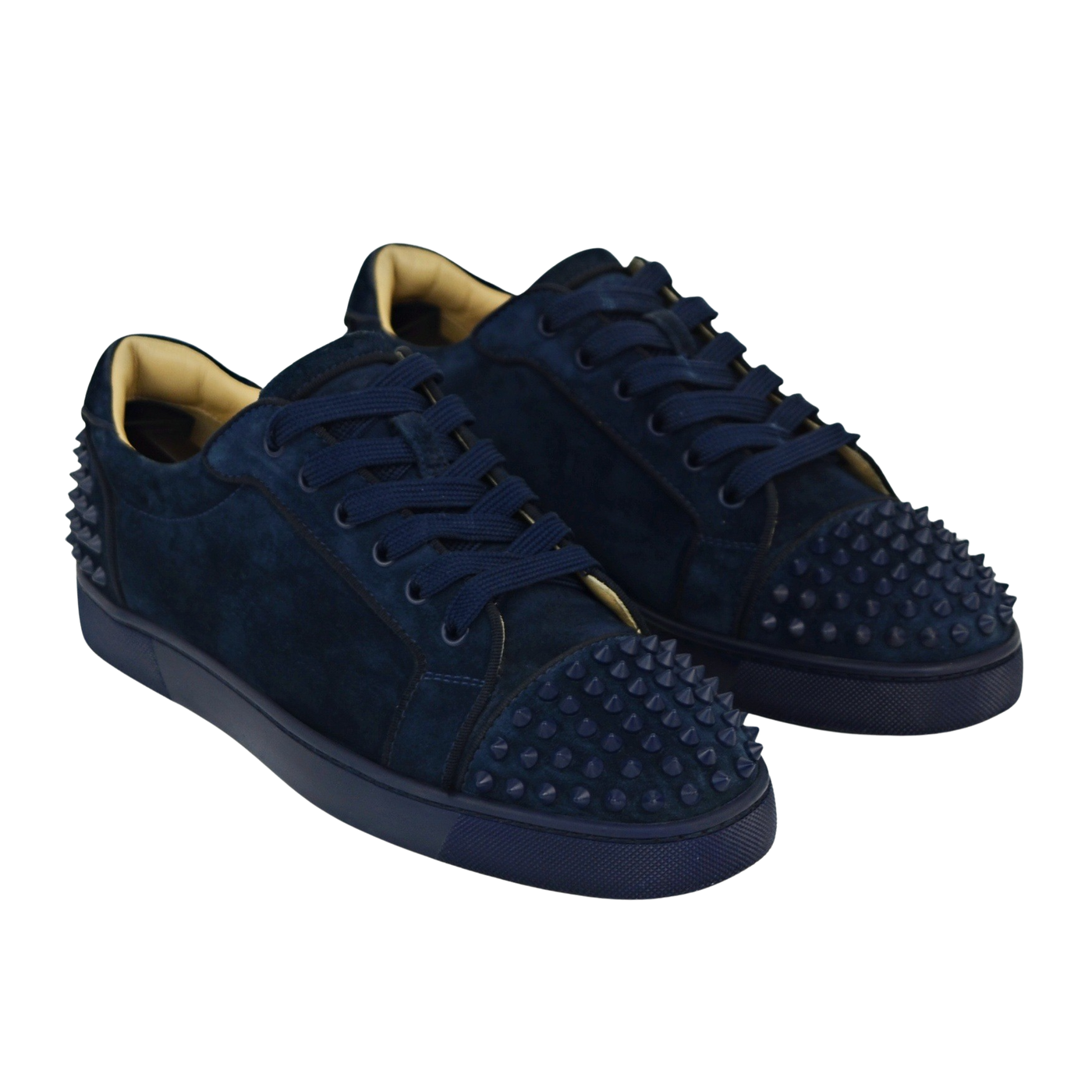 CHRISTIAN LOUBOUTIN LOUIS JUNIOR SPIKE | NAVY SUEDE | SIZE 8