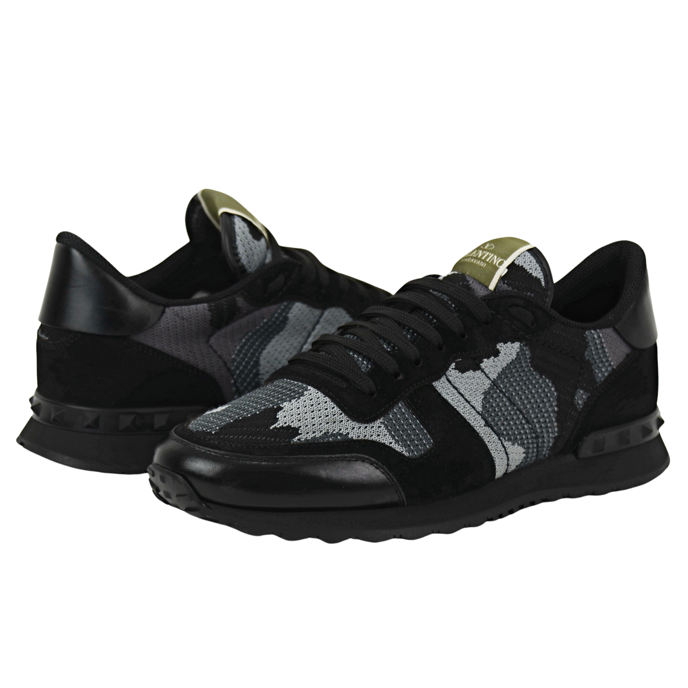 Valentino Rock Runner | Black & Grey Mesh | Size 7