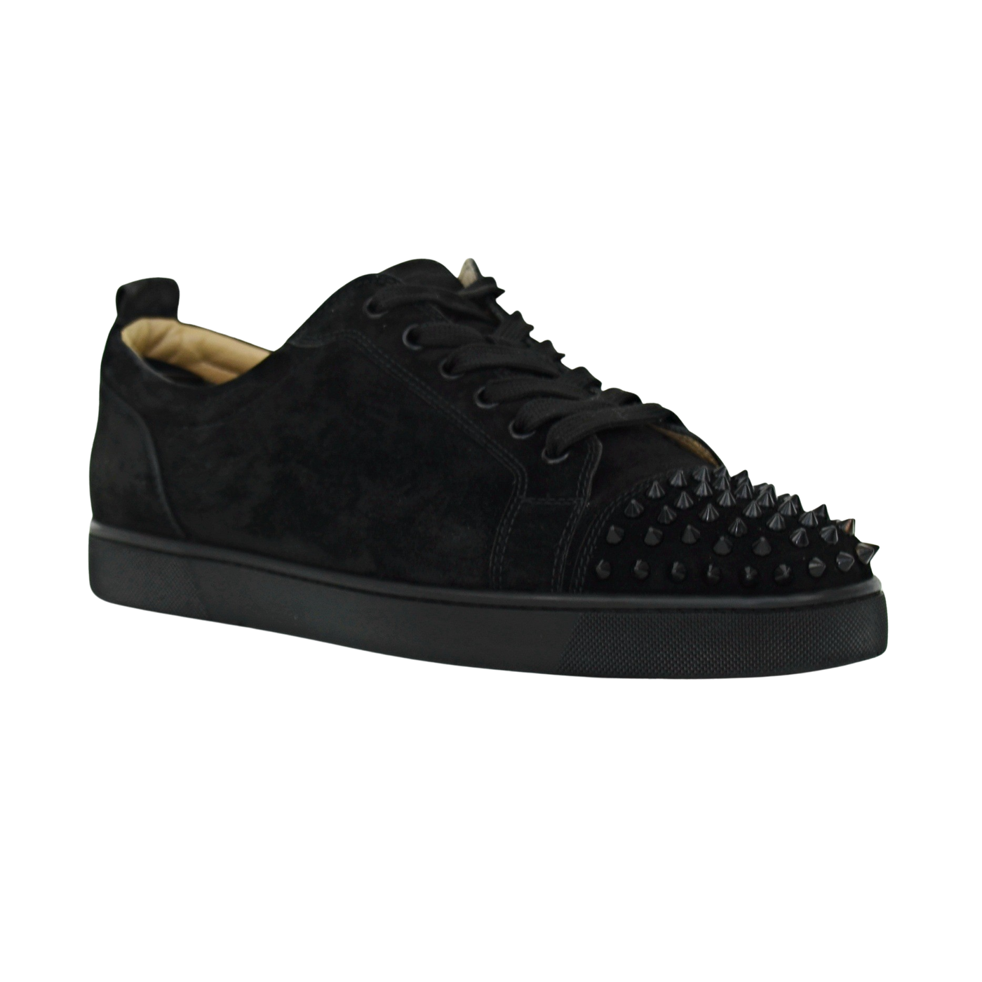 CHRISTIAN LOUBOUTIN LOUIS JUNIOR SPIKE | BLACK SUEDE | SIZE 10.5