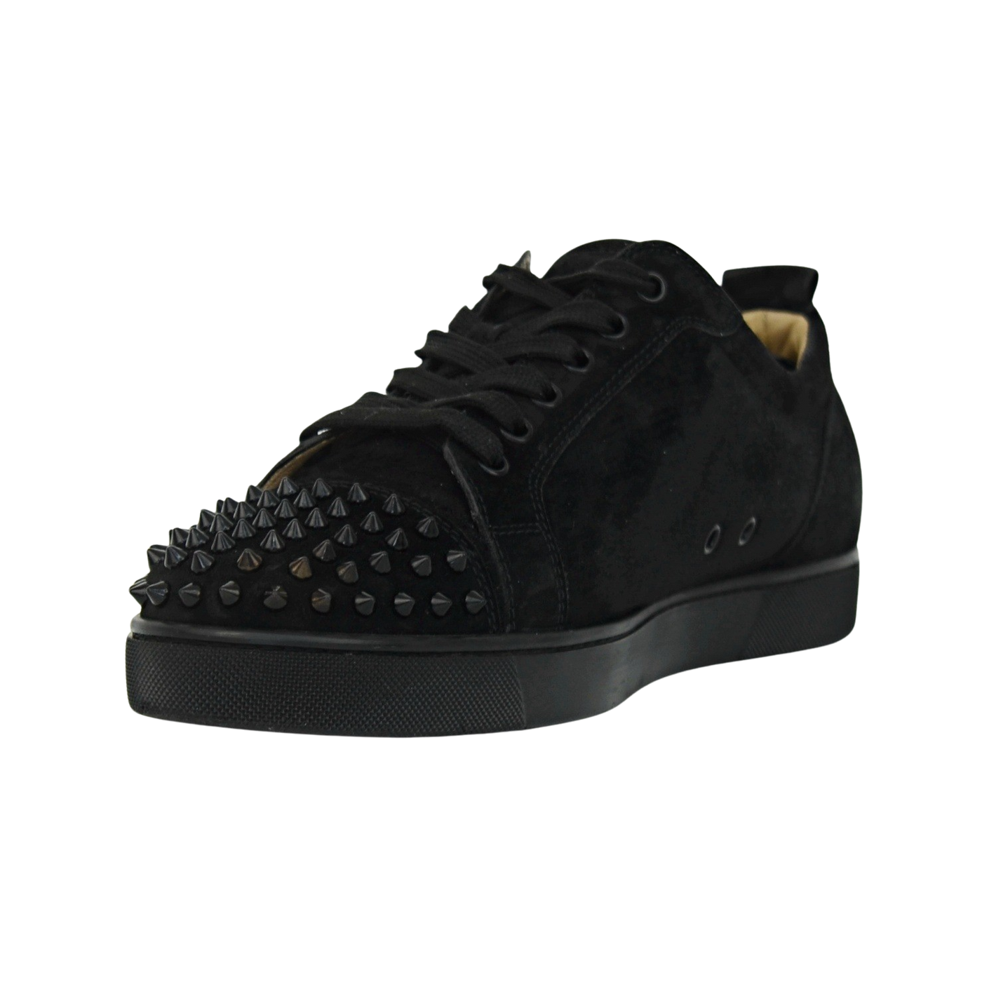 CHRISTIAN LOUBOUTIN LOUIS JUNIOR SPIKE | BLACK SUEDE | SIZE 10.5