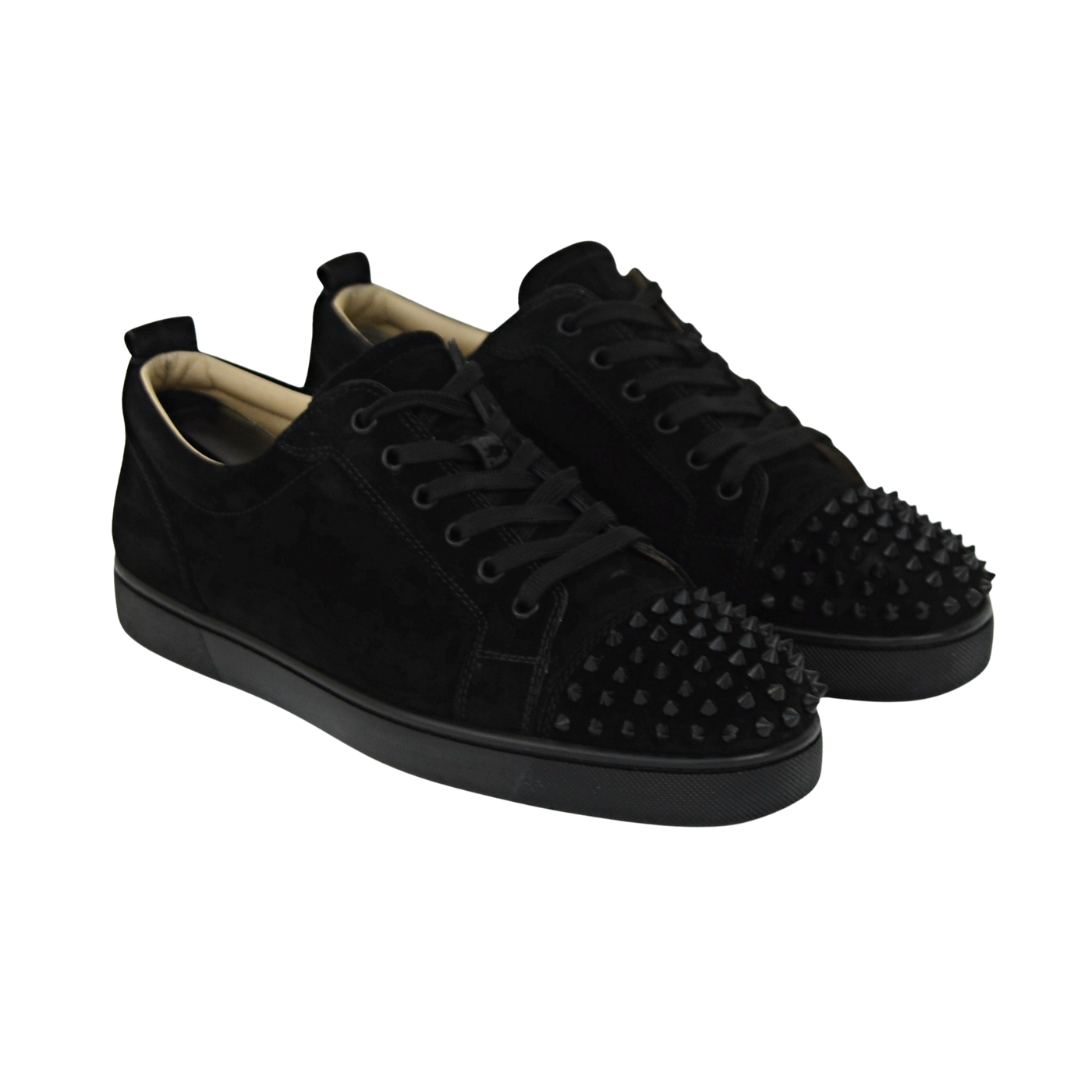 CHRISTIAN LOUBOUTIN LOUIS JUNIOR SPIKE | BLACK SUEDE | SIZE 9
