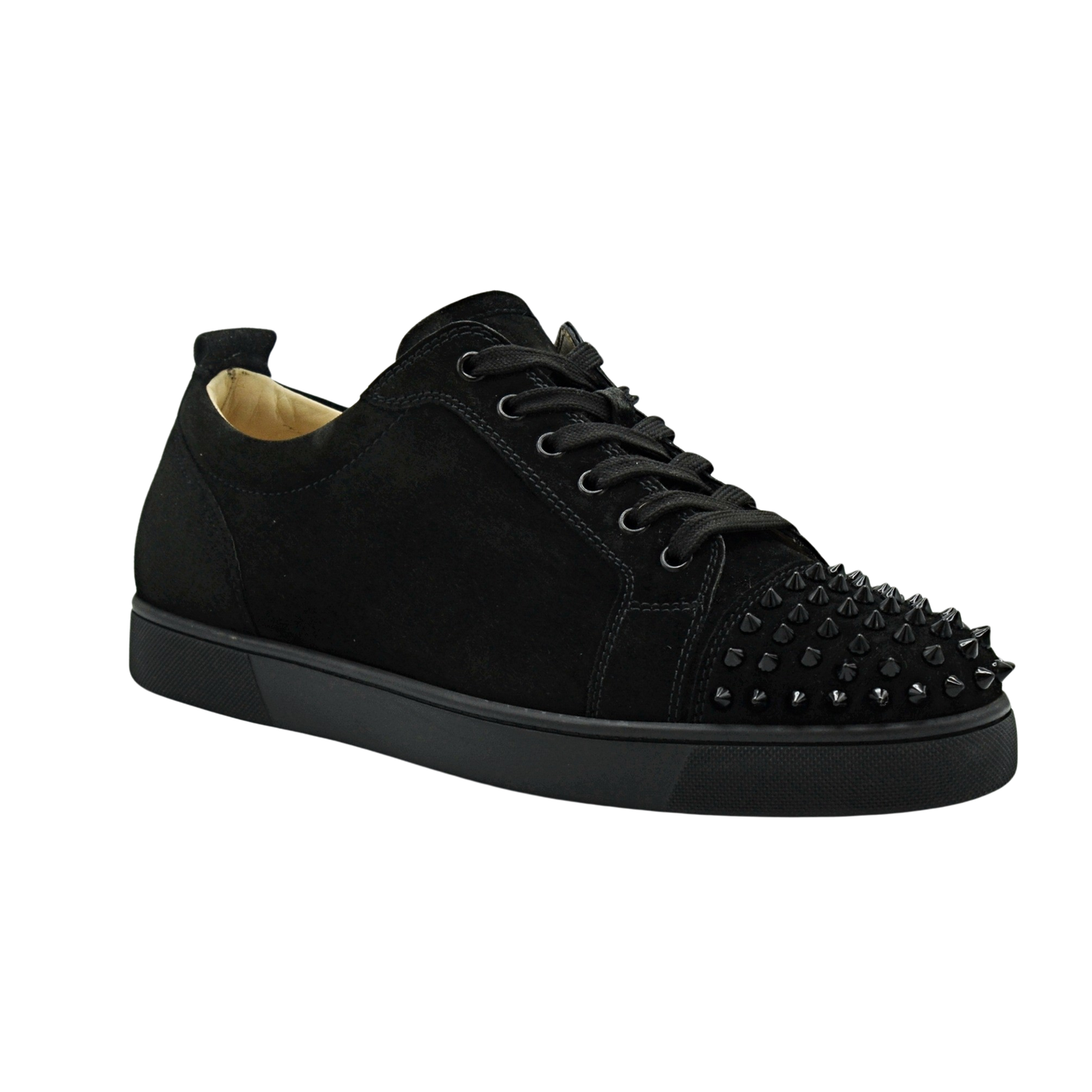 CHRISTIAN LOUBOUTIN LOUIS JUNIOR SPIKE | BLACK SUEDE | SIZE 9