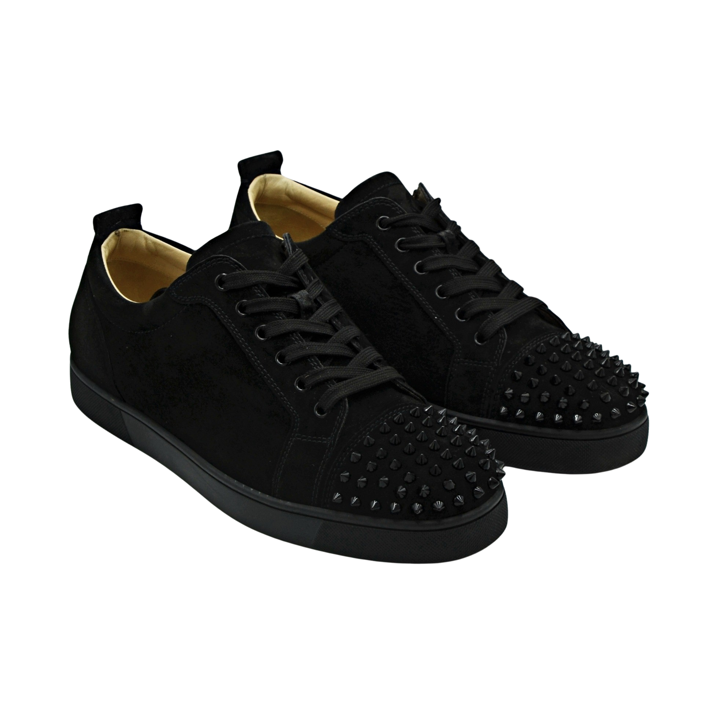 CHRISTIAN LOUBOUTIN LOUIS JUNIOR SPIKE | BLACK SUEDE | SIZE 9