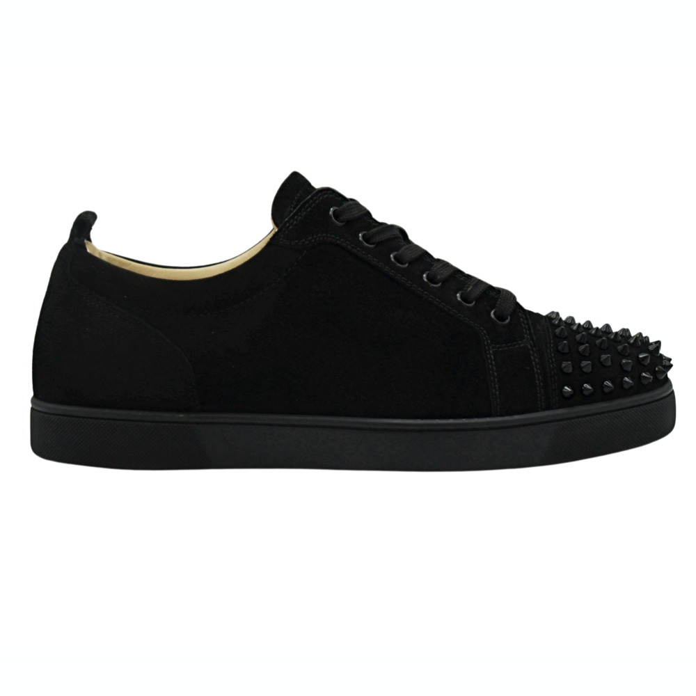 CHRISTIAN LOUBOUTIN LOUIS JUNIOR SPIKE | BLACK SUEDE | SIZE 9