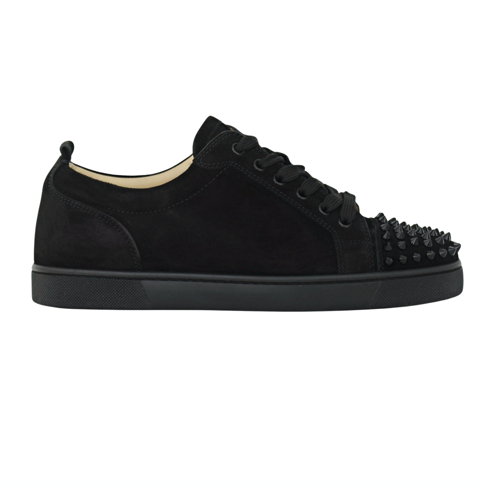 CHRISTIAN LOUBOUTIN LOUIS JUNIOR SPIKE | BLACK SUEDE | SIZE 7