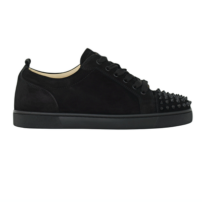 CHRISTIAN LOUBOUTIN LOUIS JUNIOR SPIKE | BLACK SUEDE | SIZE 7