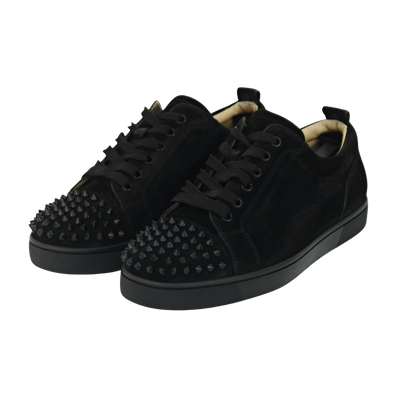 CHRISTIAN LOUBOUTIN LOUIS JUNIOR SPIKE | BLACK SUEDE | SIZE 7