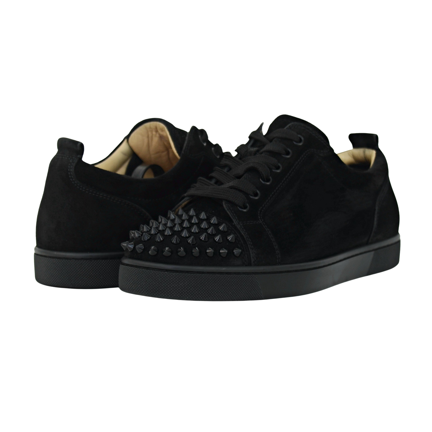 CHRISTIAN LOUBOUTIN LOUIS JUNIOR SPIKE | BLACK SUEDE | SIZE 7