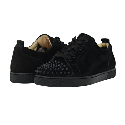 CHRISTIAN LOUBOUTIN LOUIS JUNIOR SPIKE | BLACK SUEDE | SIZE 7
