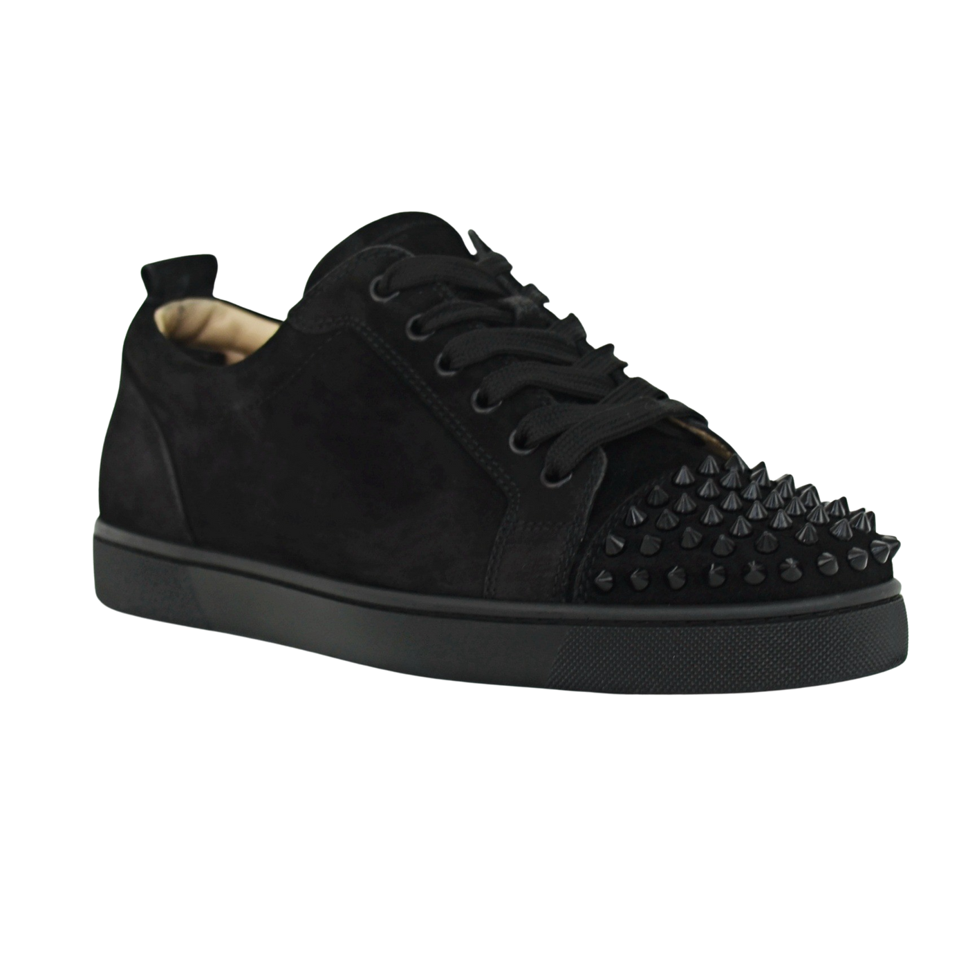 CHRISTIAN LOUBOUTIN LOUIS JUNIOR SPIKE | BLACK SUEDE | SIZE 7