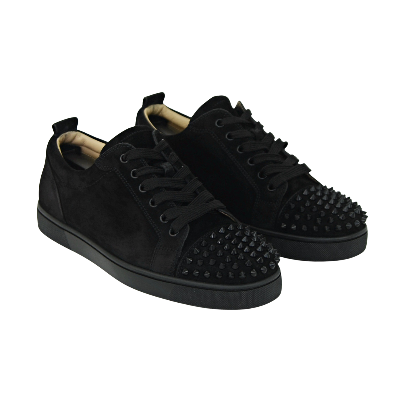 CHRISTIAN LOUBOUTIN LOUIS JUNIOR SPIKE | BLACK SUEDE | SIZE 7