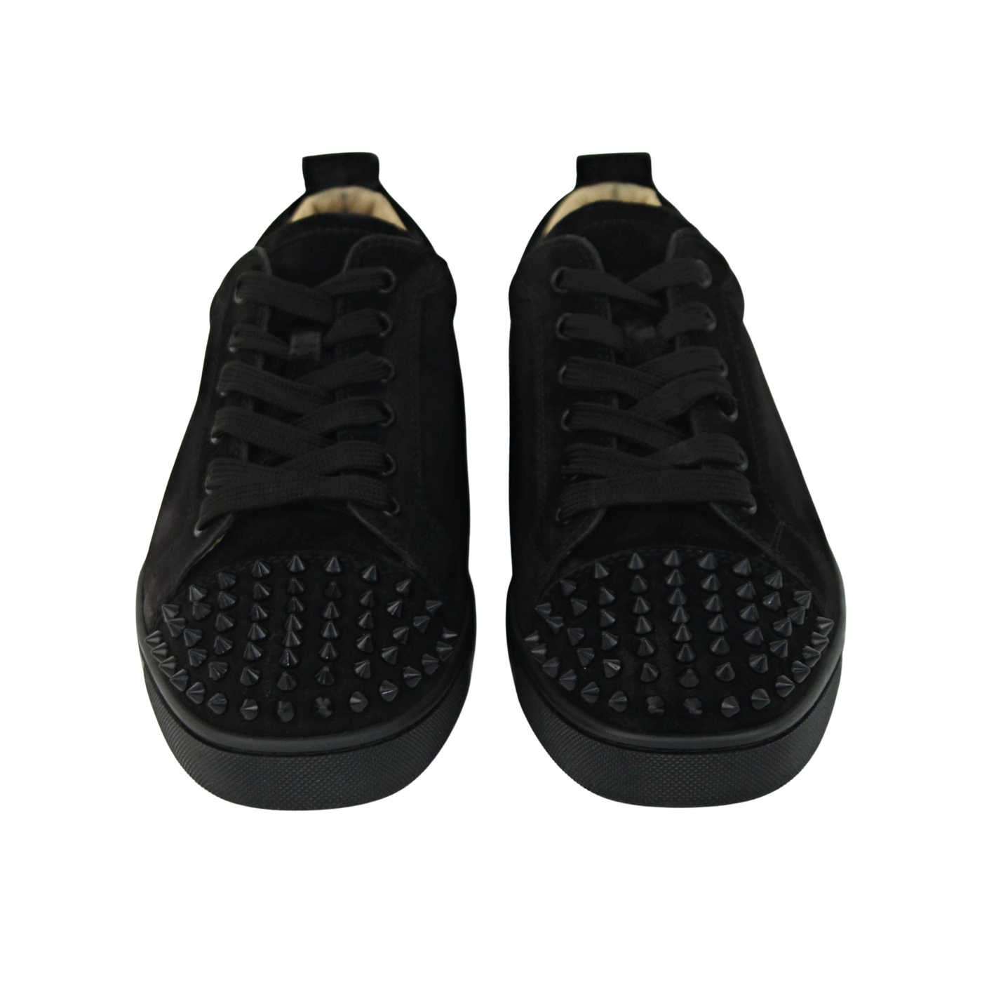 CHRISTIAN LOUBOUTIN LOUIS JUNIOR SPIKE | BLACK SUEDE | SIZE 7