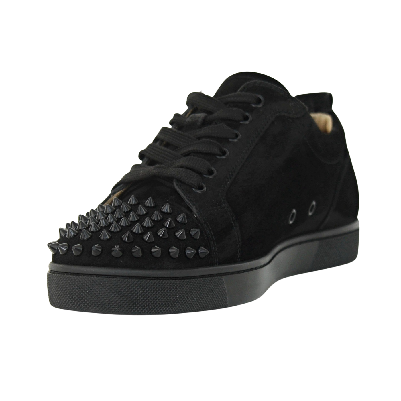 CHRISTIAN LOUBOUTIN LOUIS JUNIOR SPIKE | BLACK SUEDE | SIZE 7