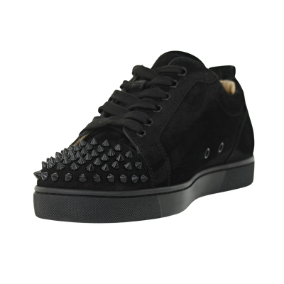 CHRISTIAN LOUBOUTIN LOUIS JUNIOR SPIKE | BLACK SUEDE | SIZE 7