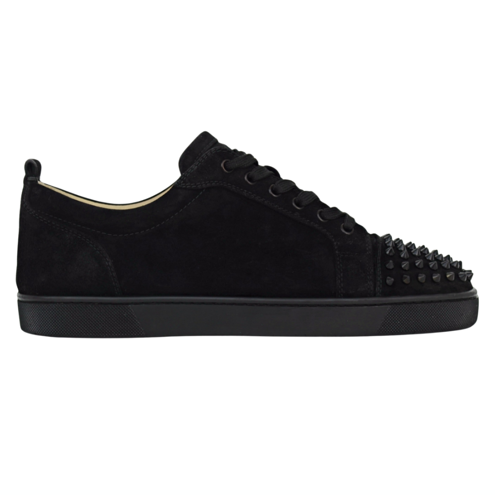 CHRISTIAN LOUBOUTIN LOUIS JUNIOR SPIKE | BLACK SUEDE | SIZE 9