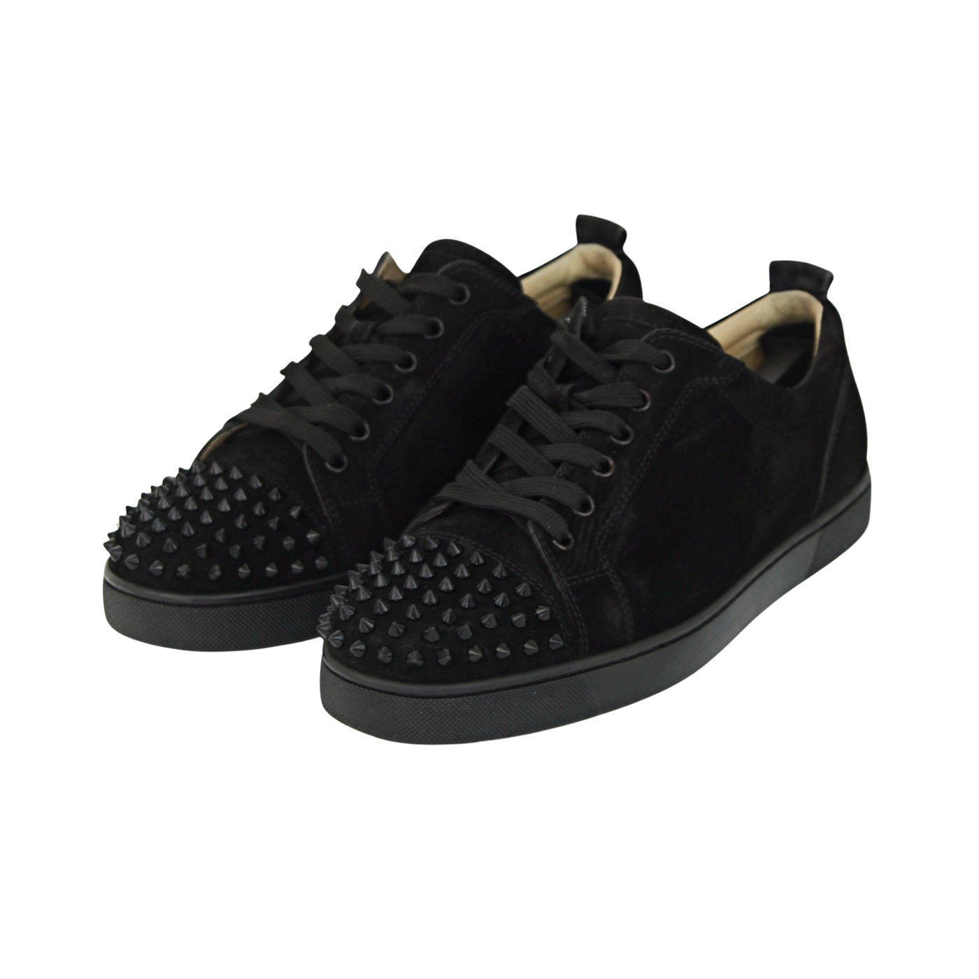 CHRISTIAN LOUBOUTIN LOUIS JUNIOR SPIKE | BLACK SUEDE | SIZE 8.5